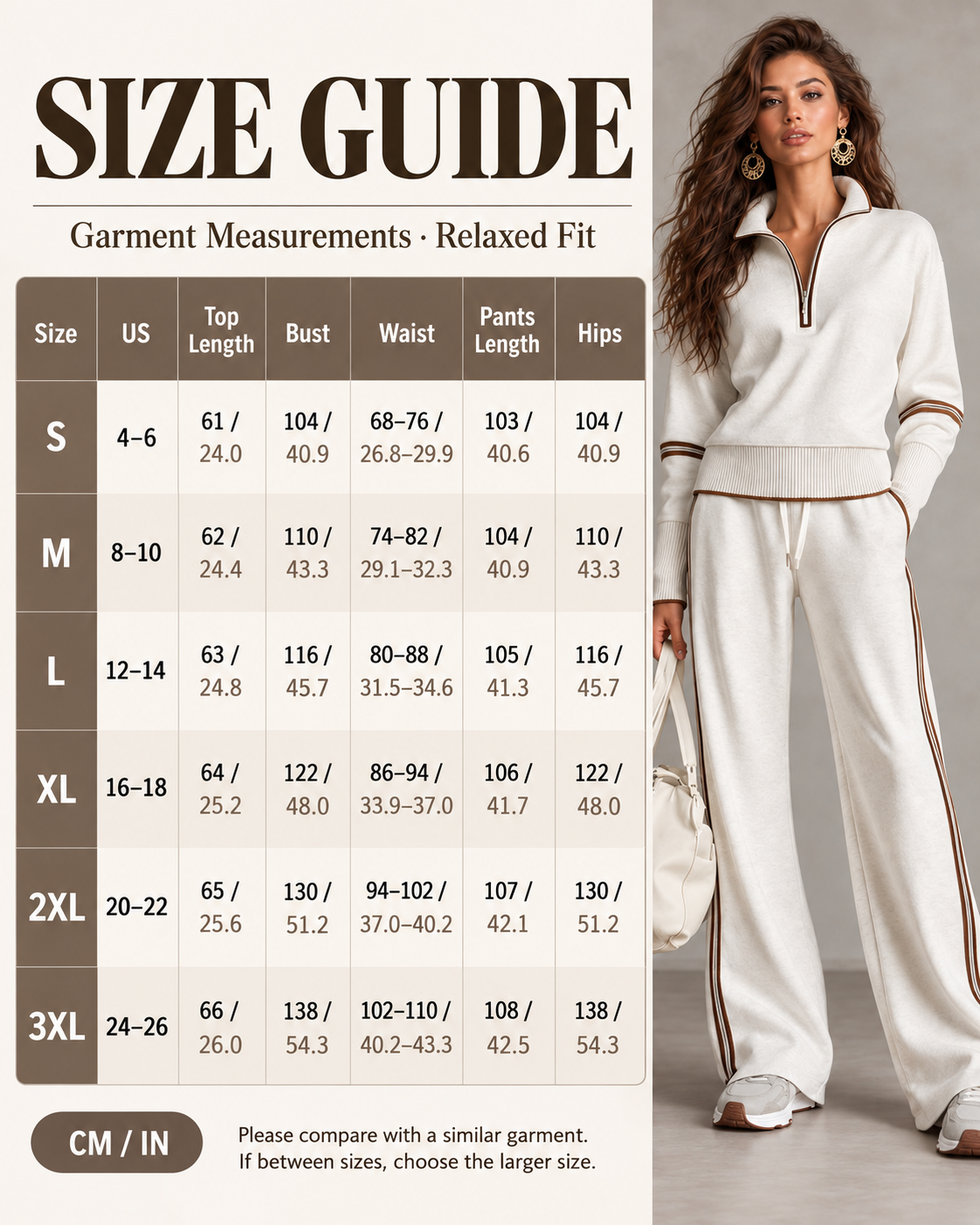 Women’s Half-Zip Two-Piece Set – Contrast Trim & Wide-Leg Pants