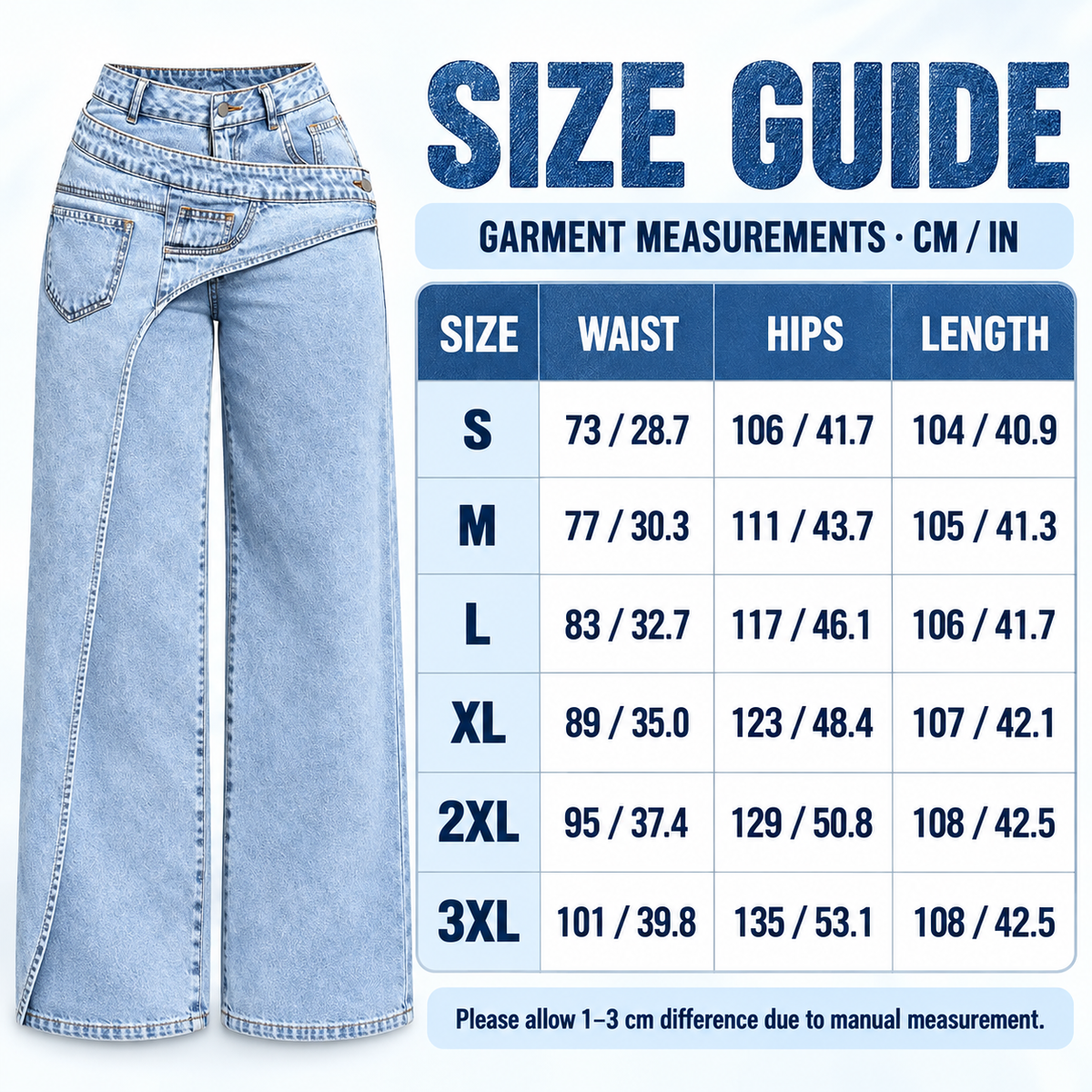 Women’s High-Waisted Wide-Leg Jeans – Asymmetric Wrap Detail