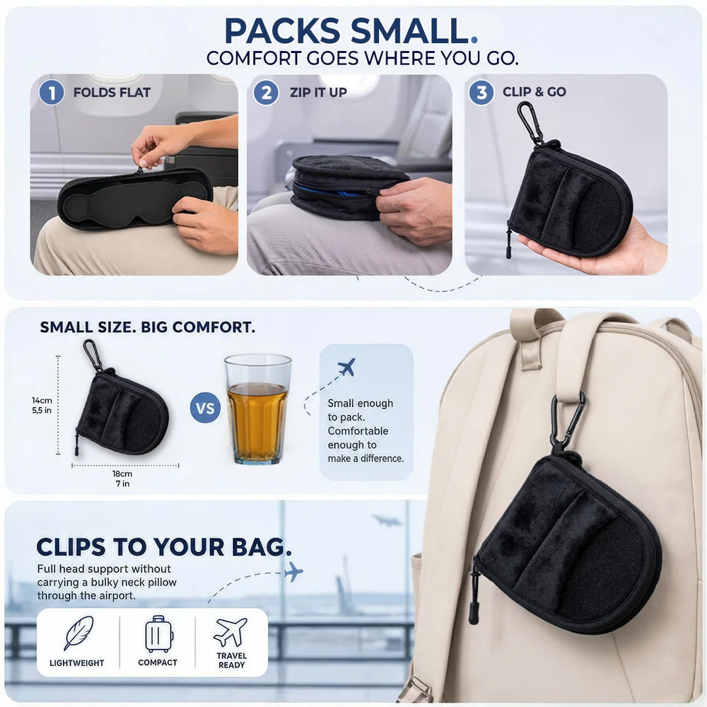 Avernio 2‑in‑1 Travel Sleep Mask With Neck Support