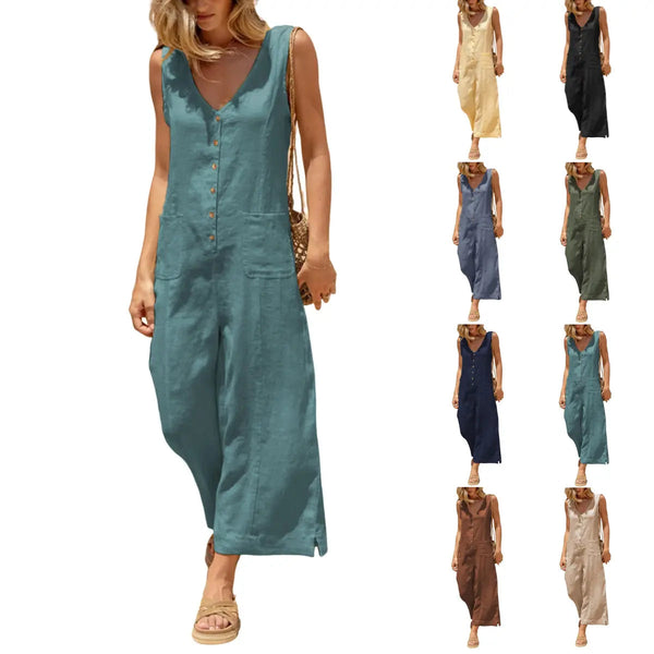 Coastal Ease Linen Wide Jumpsuit