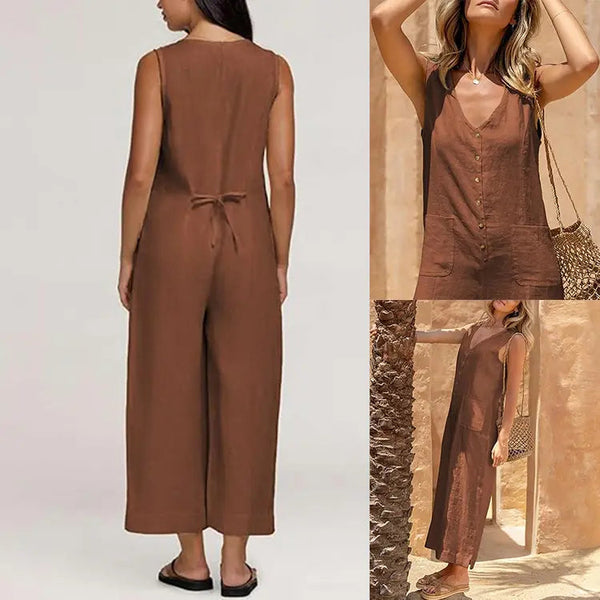 Coastal Ease Linen Wide Jumpsuit